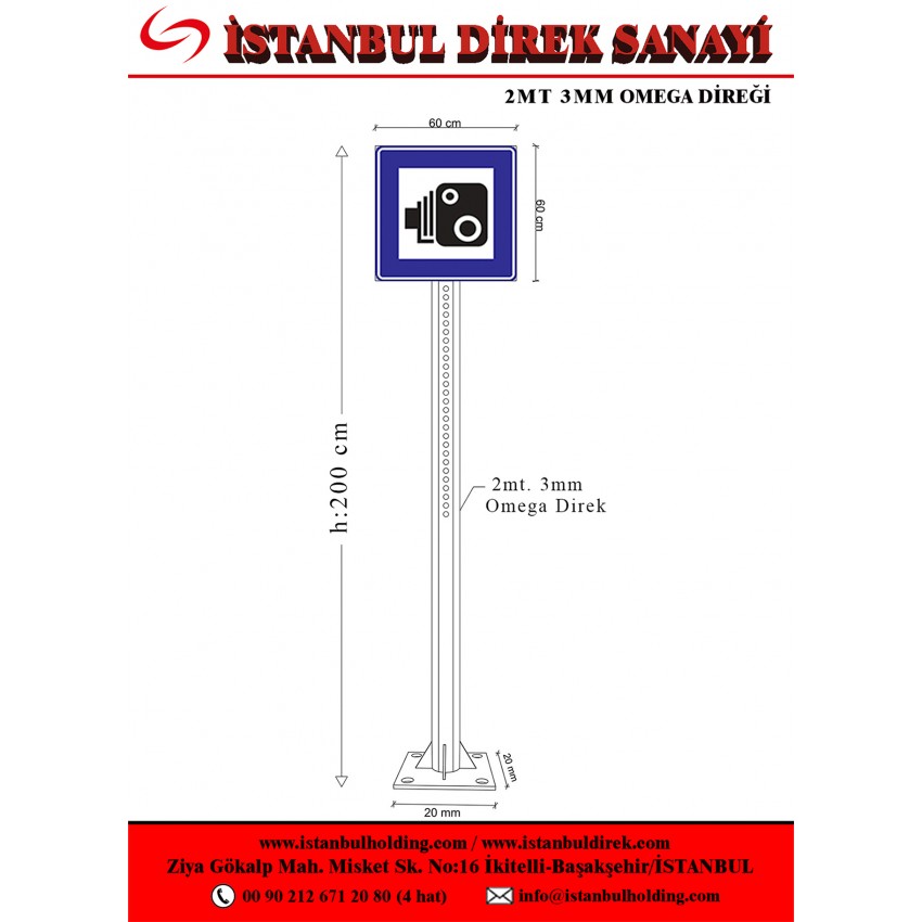 Omega Direk 2M Yükseklik 3MM Kalınlığında Omega Direği